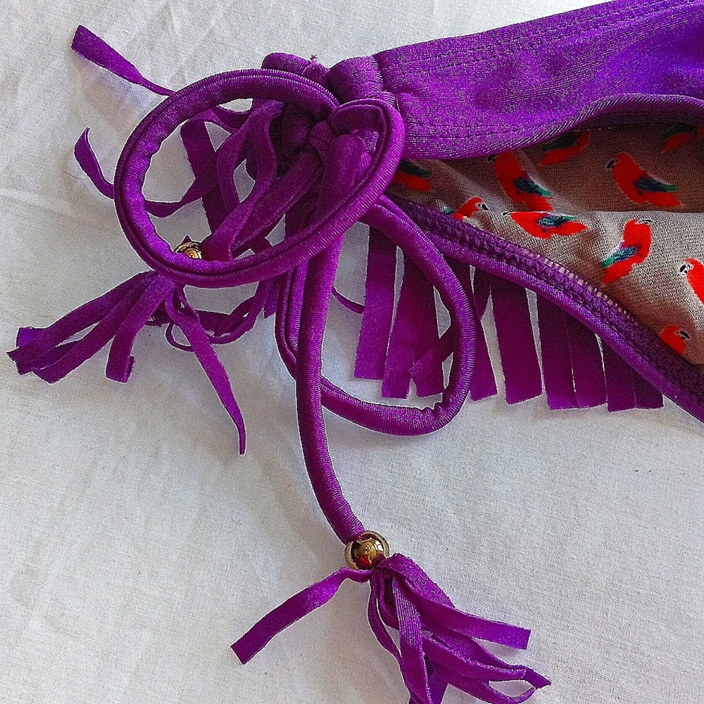3/10 Raisins Bikini Bottom Fringe Bright Purple S Y2K - Picture 4 of 7